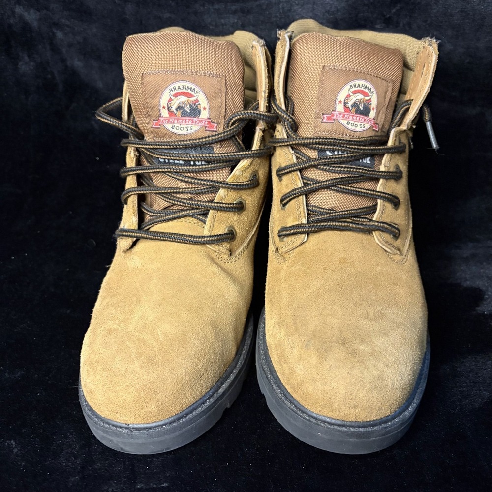 Brahma Alpha Mens US 12 Work Boots Tan Leather Waterproof 6" Steel Toe Boot - Picture 2 of 10
